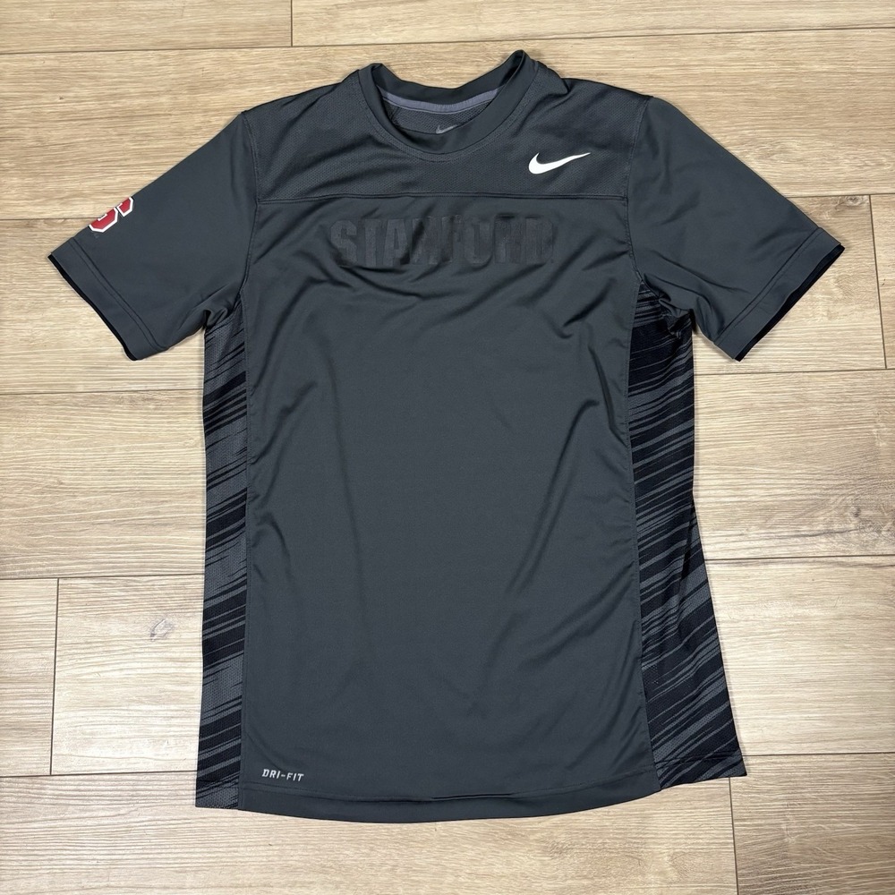 Stanford Cardinal Nike Dri-FIT Fitted‎ Short Sleeve Black T-Shirt Men's M Spell